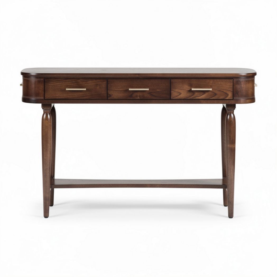 Scrivania in legno marrone con tre cassetti dimensioni 120 x 40 x 75cm