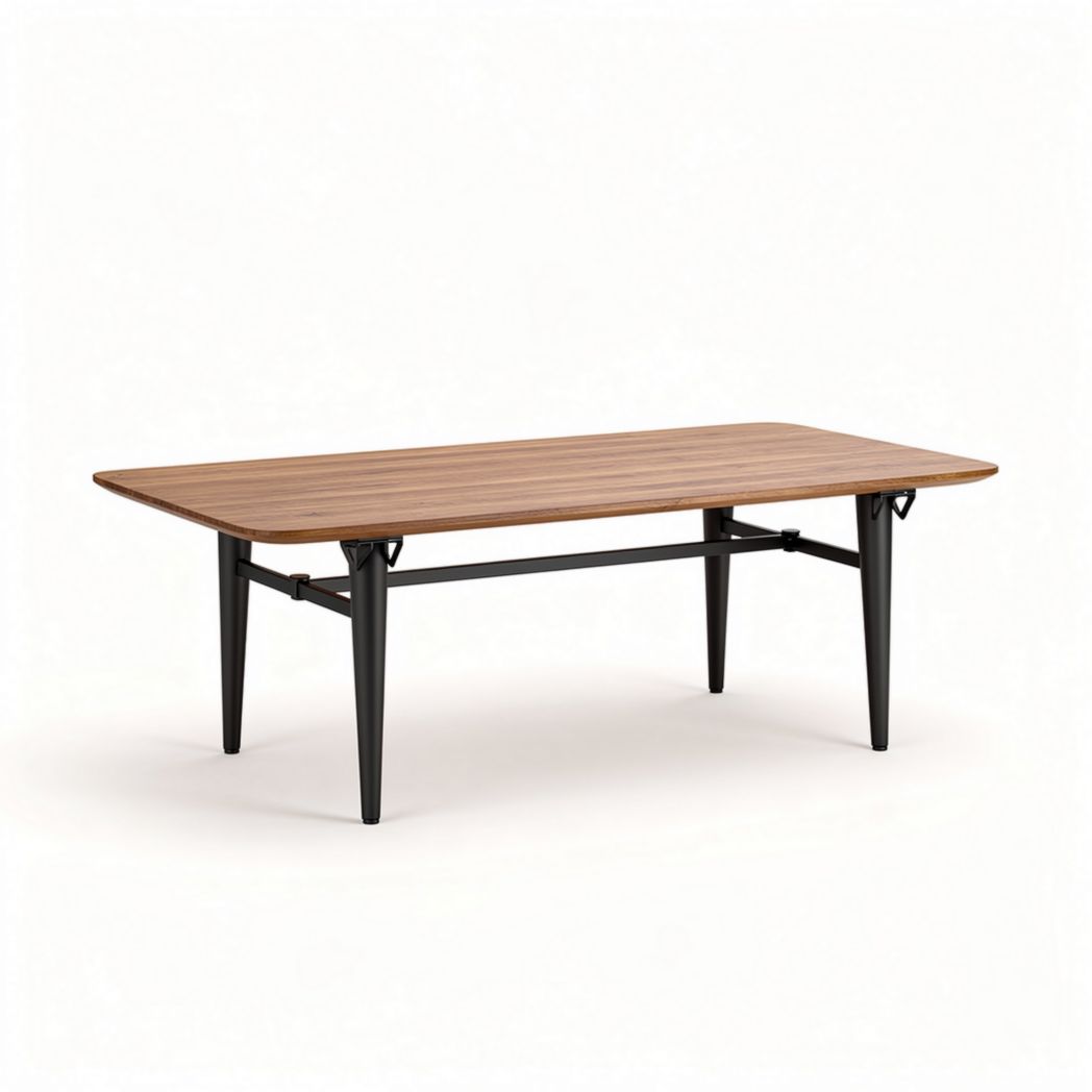 Tavolo rettangolare in legno con struttura metallica 150 x 80 x 75cm