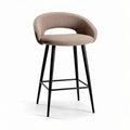 Sgabello da bar con struttura in metallo nero e rivestimento in tessuto beige 40 x 40 x 75cm