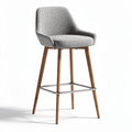 Sgabello da bar in tessuto grigio con gambe in legno 50 x 50 x 100cm