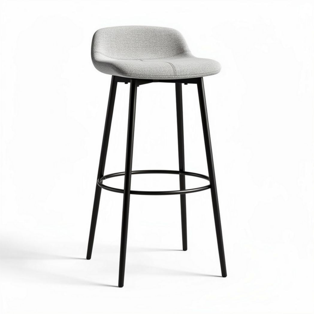 Sgabello da bar in tessuto grigio con struttura in metallo nero 45 x 45 x 100cm