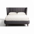 Letto matrimoniale in tessuto grigio con testiera alta dimensioni 200 x 160 x 100cm