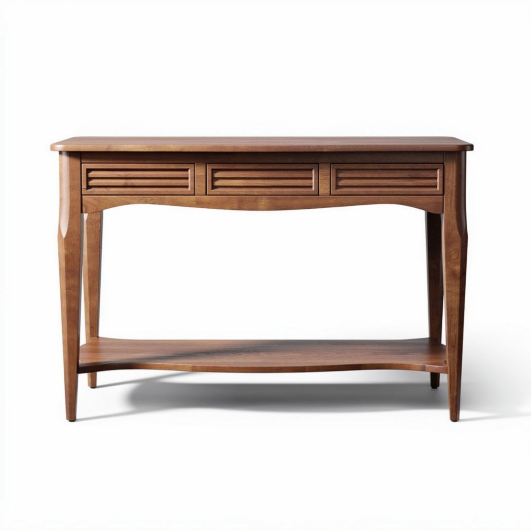 Tavolo console in legno di noce con tre cassetti dimensioni 120 x 40 x 75 cm