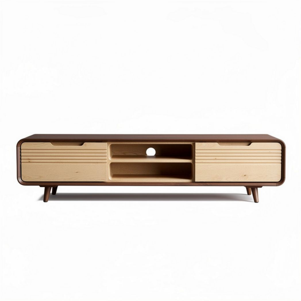 Mobile TV in legno con cassetti e ripiani 150 x 40 x 40 cm color noce